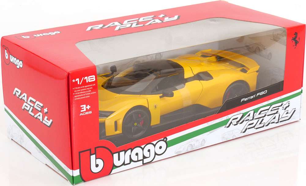 Bburago Race & Play 2024 Ferrari F80 Yellow (Giallo) 1:18 STM Diecast Default Title Default Title-