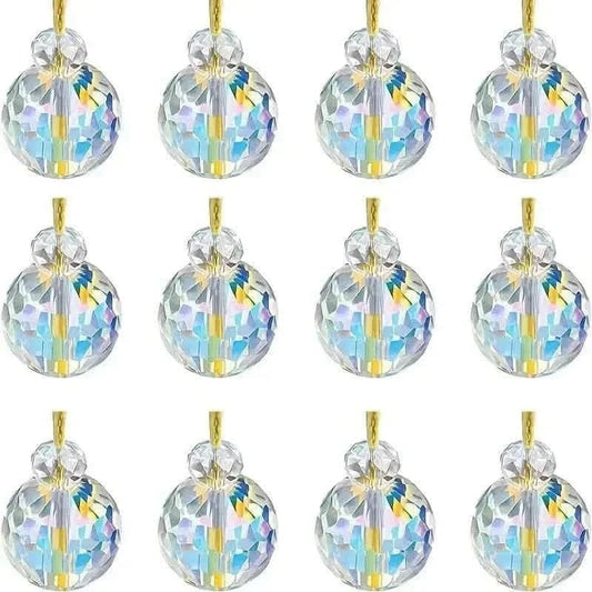 12-Pieces: Multicolor Crystal Glass Christmas Balls Ornaments Cartsfy Inc.