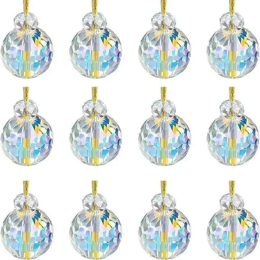 12-Pieces: Multicolor Crystal Glass Christmas Balls Ornaments Cartsfy Inc.