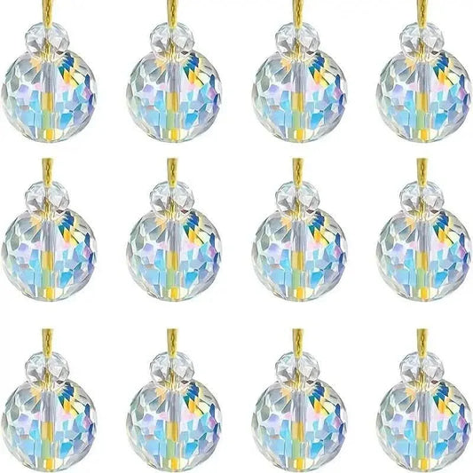12-Pieces: Multicolor Crystal Glass Christmas Balls Ornaments DailySale AB Color Multicolor Clear AB Color-Multicolor-Clear-