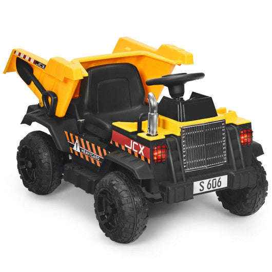 12V Battery Kids Ride On Dump Truck with Electric Bucket and Dump Bed-Yellow Cartsfy Inc.