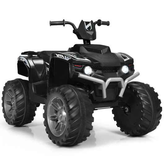 12V Kids Ride on ATV with LED Lights and Treaded Tires and LED lights-Black Cartsfy Inc.