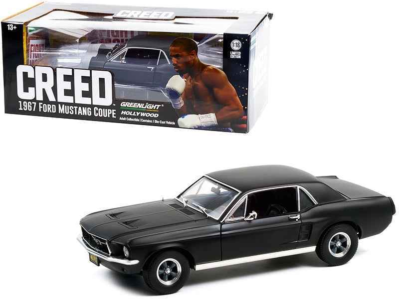 1967 Ford Mustang Coupe Matt Black (Adonis Creed's) "Creed" (2015) Movie 1/18 Diecast Model Car by Greenlight Miniature Motors Default Title Default Title-
