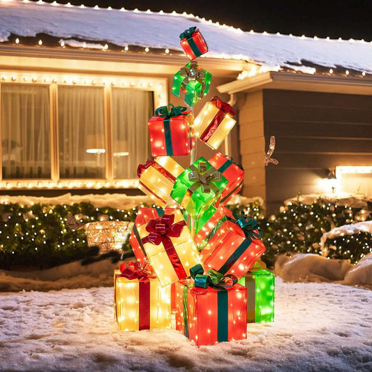 15 PCS Lighted Christmas Boxes with Bowknot and 483 LED Light Bulbs for Indoor Outdoor Cartsfy Inc.