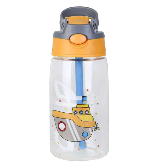 16.2oz Leak-proof Kids Water Bottle with Straw Push Button DailySale Ship Rocket Crab Ship-Rocket-Crab-Jellyfish-