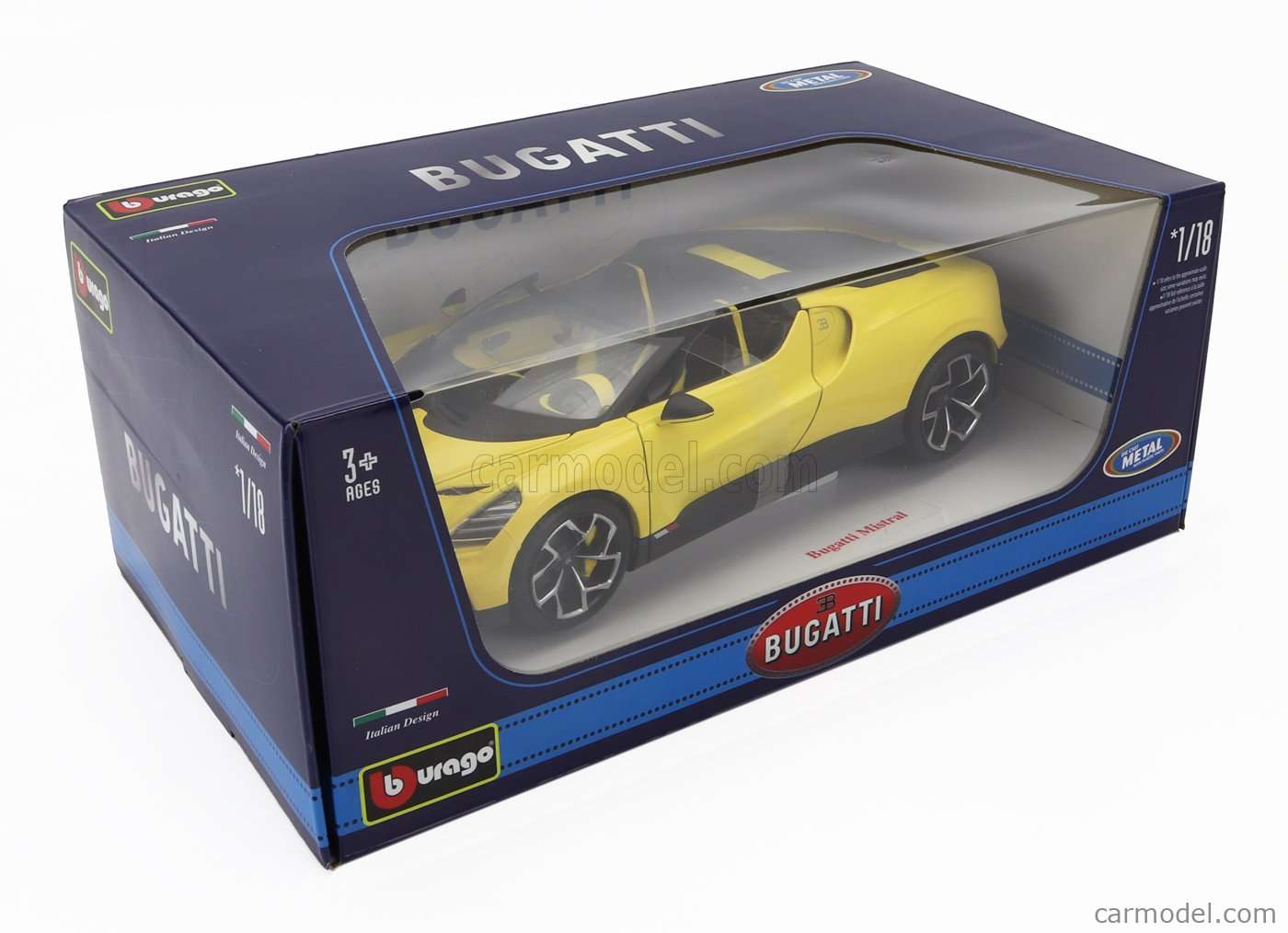 Bburago 2023 Bugatti W16 Mistral Yellow 1:18 STM Diecast Default Title Default Title-