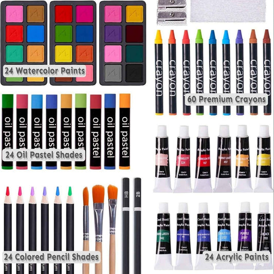175 - Piece Deluxe Art Set – Crayons, Colored Pencils & Acrylic Paints in Wooden Case - Cartsfy Inc.