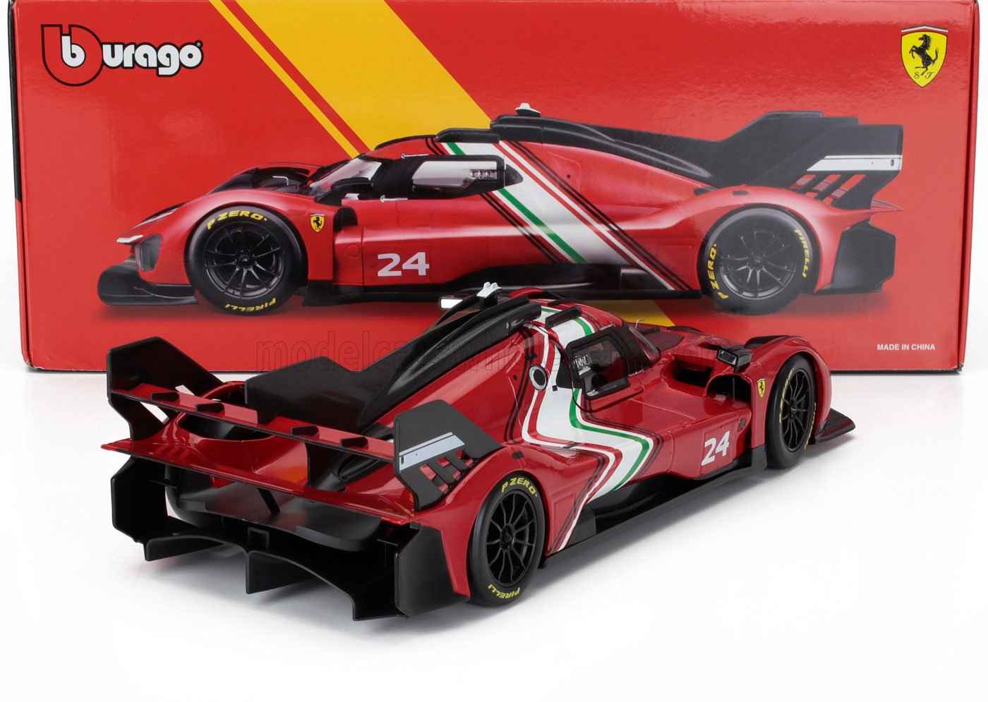 Bburago 2024 Ferrari 499P 3.0L Turbo V6 No 24 Modificata 2024 - Red & Black 1:18 STM Diecast Default Title Default Title-