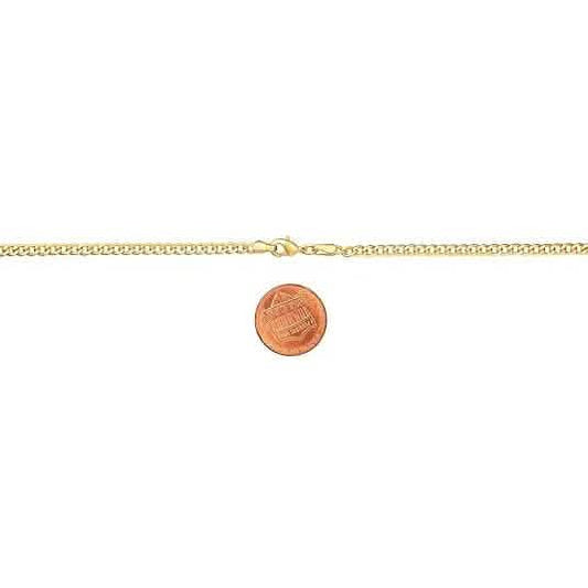 18K Gold Curb Cuban Link Chain Bracelet 8" - Cartsfy Inc.
