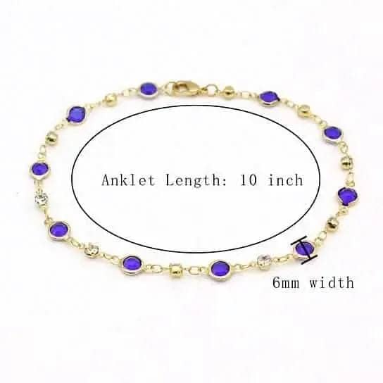 18k Gold Filled High Polish Finish Blue Crystal Ankle Bracelet DailySale Default Title Default Title-