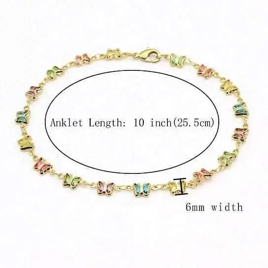 18k Gold Filled High Polish Finish Multi Color Crystal Butterfly Ankle Bracelet DailySale Default Title Default Title-