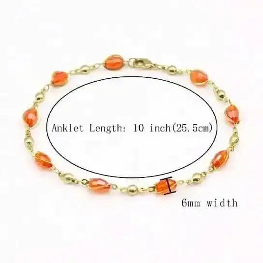 18K Gold Filled High Polish Finish Oval Crystal Ankle Bracelet DailySale Default Title Default Title-