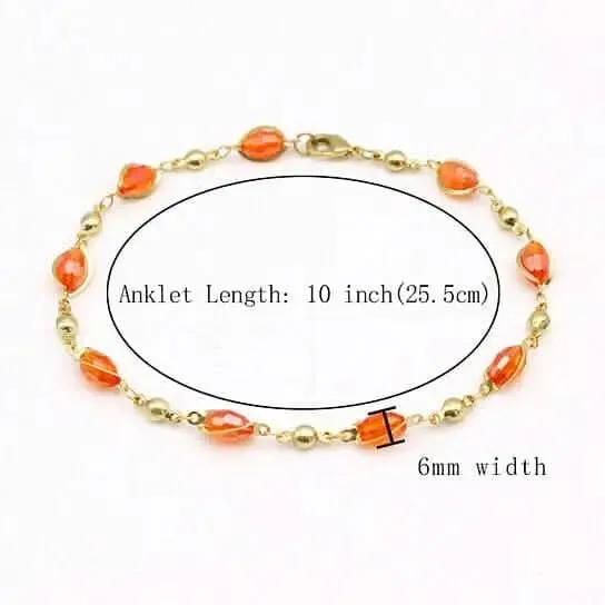 18K Gold Filled High Polish Finish Oval Crystal Ankle Bracelet DailySale Default Title Default Title-