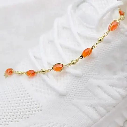18K Gold Filled High Polish Finish Oval Crystal Ankle Bracelet DailySale Default Title Default Title-