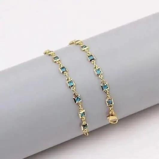 18K Gold Plated Light Blue Crystal Square Ankle Bracelet DailySale Default Title Default Title-