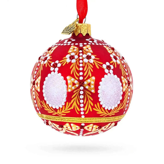 1908 Alexander Palace Royal Red Glass Ball Christmas Ornament 3.25 Inches Cartsfy Inc.