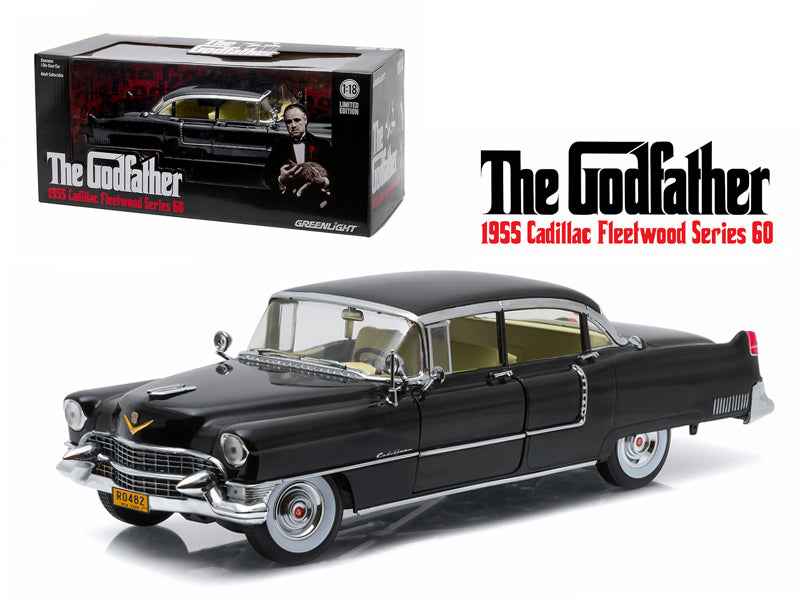 1955 Cadillac Fleetwood Series 60 Special Black "The Godfather" (1972) Movie 1/18 Diecast Model Car by Greenlight Cartsfy Inc.