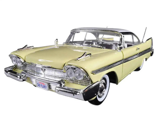 1958 Plymouth Fury "Timeless Classics" Yellow with White Top 1/18 Diecast Model Car by Motormax Miniature Motors Default Title Default Title-