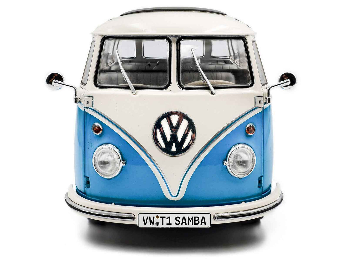 1962 Volkswagen T1 Samba Bus Baby Blue and White 1/18 Diecast Model Car by Solido Cartsfy Inc.