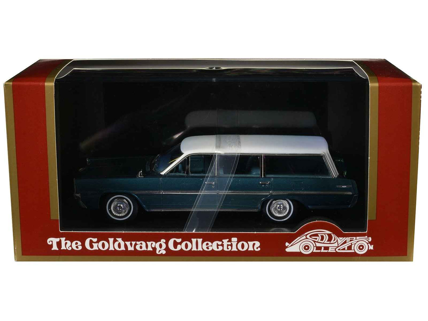 1964 Pontiac Safari Gulfstream Aqua Metallic with White Top and Blue Interior Limited Edition to 200 pieces Worldwide 1/43 Model Car by Goldvarg Collection Miniature Motors Default Title Default Title-