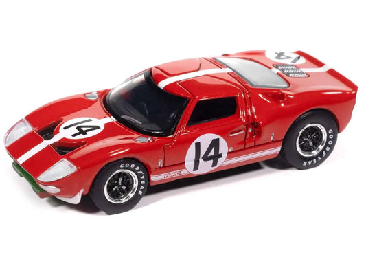 1965 Ford GT40 #14 Red with White Stripes "Vintage Muscle" Series 1/64 Diecast Model Car by Auto World Miniature Motors Default Title Default Title-