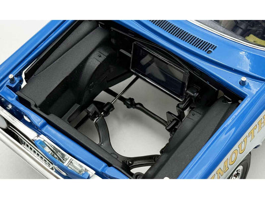 1966 Plymouth Barracuda "Hemi Hustler" Blue with White Stripes Limited Edition to 374 pieces Worldwide 1/18 Diecast Model Car by ACME Cartsfy Inc.