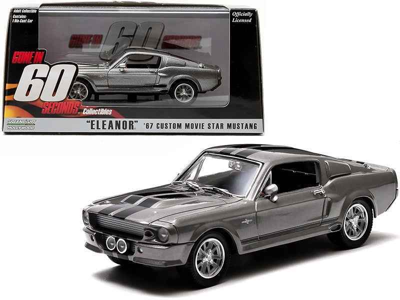 1967 Ford Mustang Custom "Eleanor" Gray Metallic with Black Stripes "Gone in 60 Seconds" (2000) Movie 1/43 Diecast Model Car by Greenlight Miniature Motors Default Title Default Title-