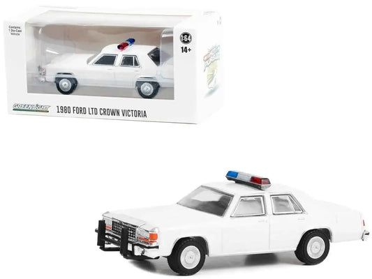 1980-1991 Ford LTD Crown Victoria Police White with Light Bar "Hot Pursuit" "Hobby Exclusive" Series 1/64 Diecast Model Car by Greenlight Miniature Motors Default Title Default Title-