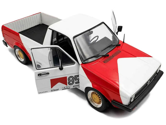 1983 Volkswagen Caddy MK 1 Pickup Truck "Red Cowboy Racing Tribute" White and Red 1/18 Diecast Model Car by Solido Miniature Motors Default Title Default Title-
