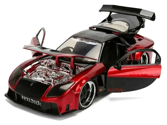 1995 Mazda RX-7 Widebody RHD (Right Hand Drive) "VeilSide" Black and Red Metallic "JDM Tuners" Series 1/24 Diecast Model Car by Jada Cartsfy Inc.