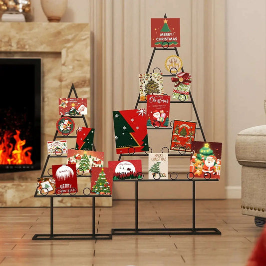 2 Pack Christmas Tree Photo Holder with 36 Round Clips and Metal Hanging Rack-Black Cartsfy Inc.