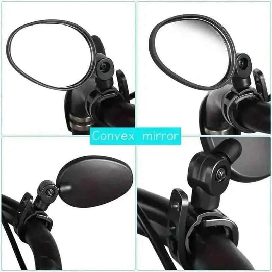 Bicycle handlebar mirror pair with oval frames and pivot mounts