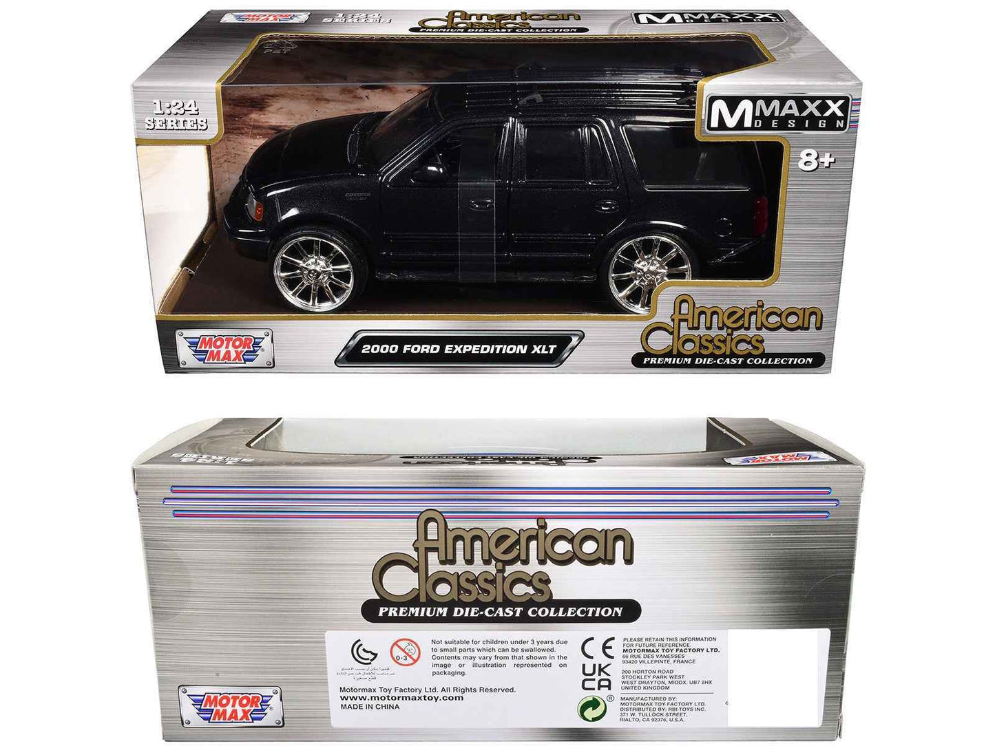 2000 Ford Expedition XLT Black Metallic "Maxx Design" "American Classics" Series 1/24 Diecast Model Car by Motormax Miniature Motors Default Title Default Title-