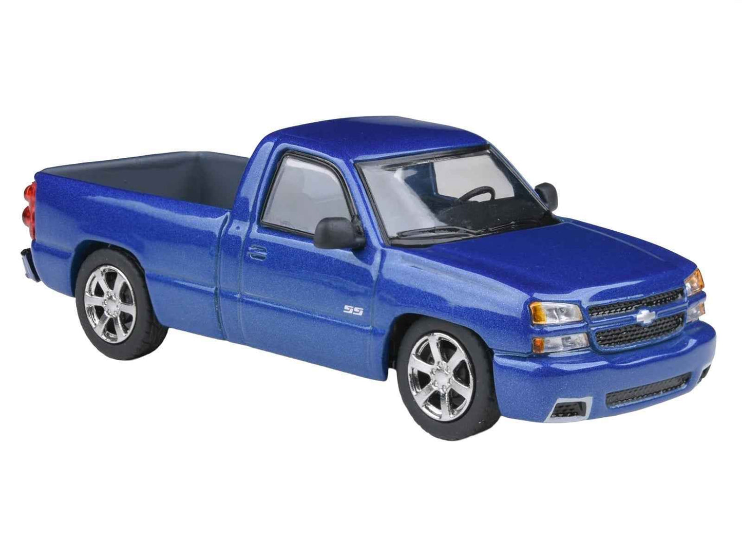 2006 Chevrolet Silverado 'Cateye' Pickup Truck Ming Blue Metallic 1/64 Diecast Model Car by Paragon Models Miniature Motors Default Title Default Title-