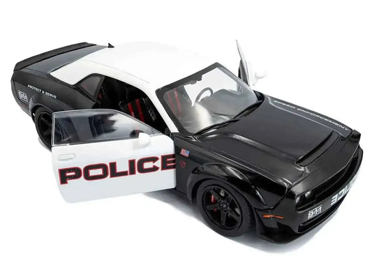 2023 Dodge Challenger Demon "Police" Black and White 1/18 Diecast Model Car by Solido Cartsfy Inc.