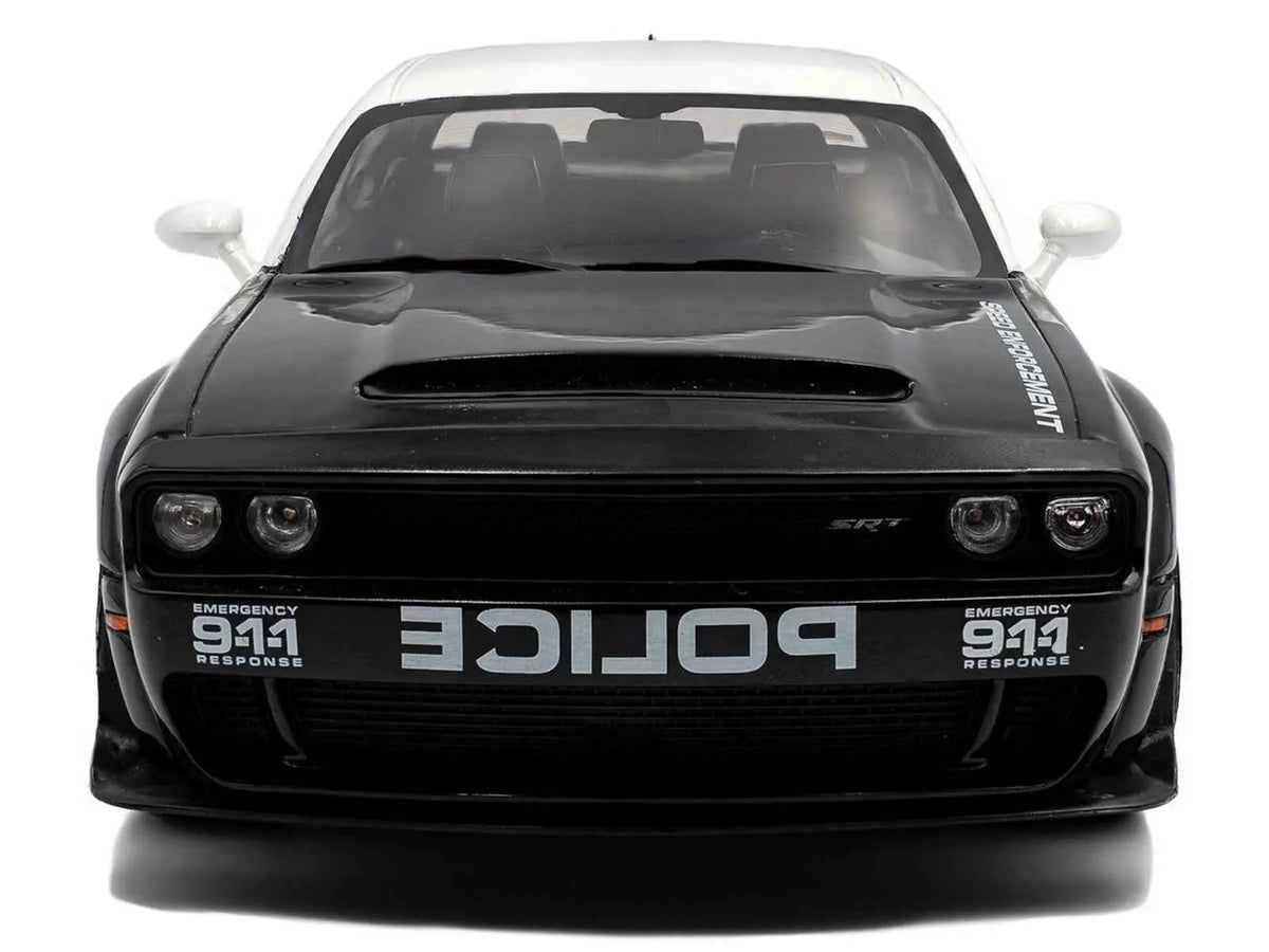 2023 Dodge Challenger Demon "Police" Black and White 1/18 Diecast Model Car by Solido Cartsfy Inc.