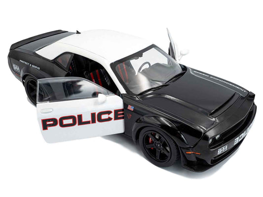 2023 Dodge Challenger Demon "Police" Black and White 1/18 Diecast Model Car by Solido Cartsfy Inc.