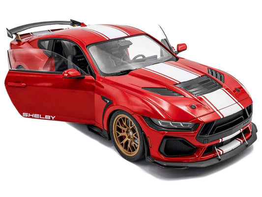 2024 Ford Shelby Mustang Super Snake Race Red with White Stripes 1/18 Diecast Model Car by Solido Cartsfy Inc.