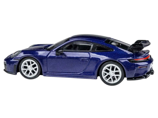 2025 Porsche 911 GT3 (992.2) Gentian Blue Metallic with Carbon Stripe 1/64 Diecast Model Car by Paragon Models Cartsfy Inc.