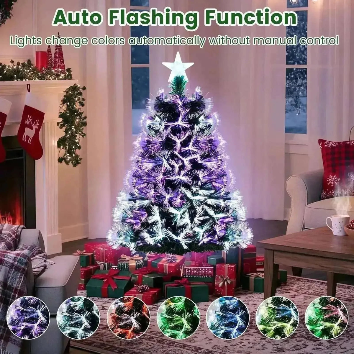 3 Feet Fiber Optic Christmas Tree with Branch Tips and Topper Star Cartsfy Inc.