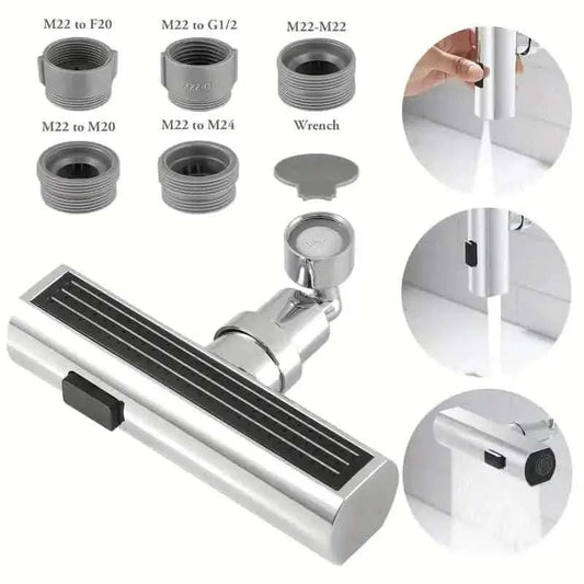 3-Mode Leakproof Sink Faucet Adapter - Durable Copper Construction for Kitchen and Bathroom DailySale Silver Black Silver-Black-