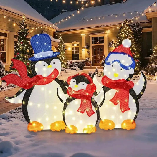 3-Piece 2D Lighted Penguin Family Christmas Decoration with 160 LED Lights Cartsfy Inc.
