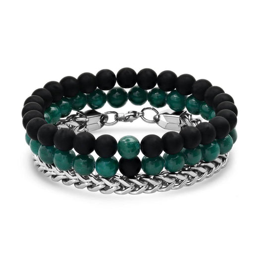 3 - Piece Set: Men's Black Lava Bracelets - Cartsfy Inc.