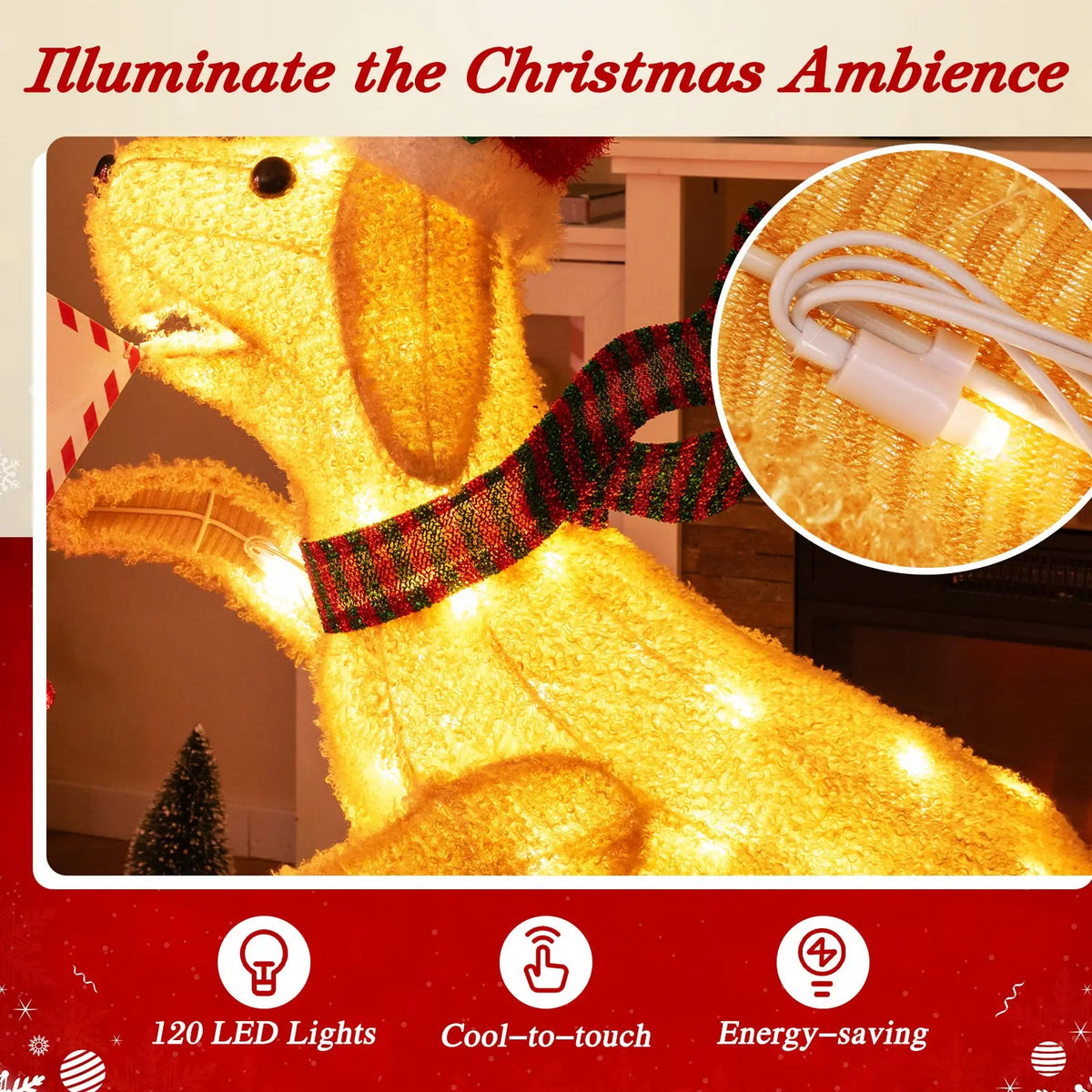 3.5 ft Christmas Mail Box with Dog and 120 Warm White LED Lights