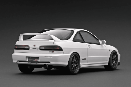 Pearl white 1:18 die-cast Honda Integra DC2 Type R RHD rear-left three-quarter view