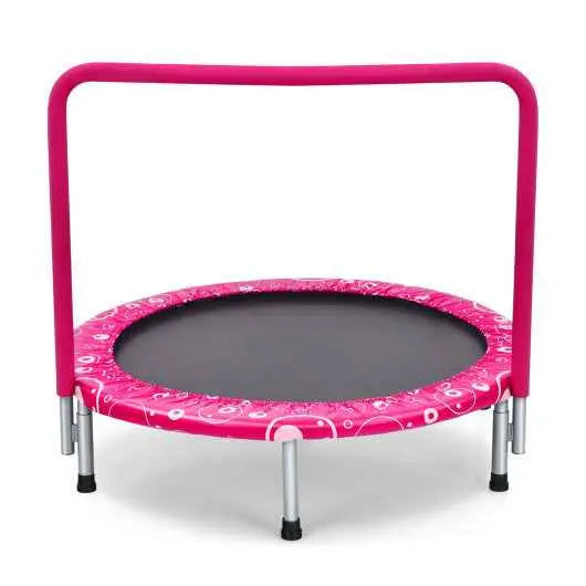 36 Inch Kids Trampoline Mini Rebounder with Full Covered Handrail-Pink Cartsfy Inc.