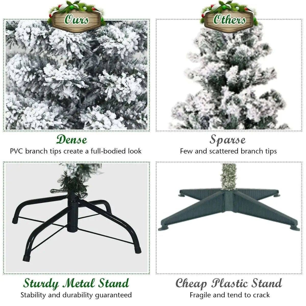 4.5 Feet Pre-Lit Snow Flocked Pencil Christmas Tree with 150 LED Light Cartsfy Inc.
