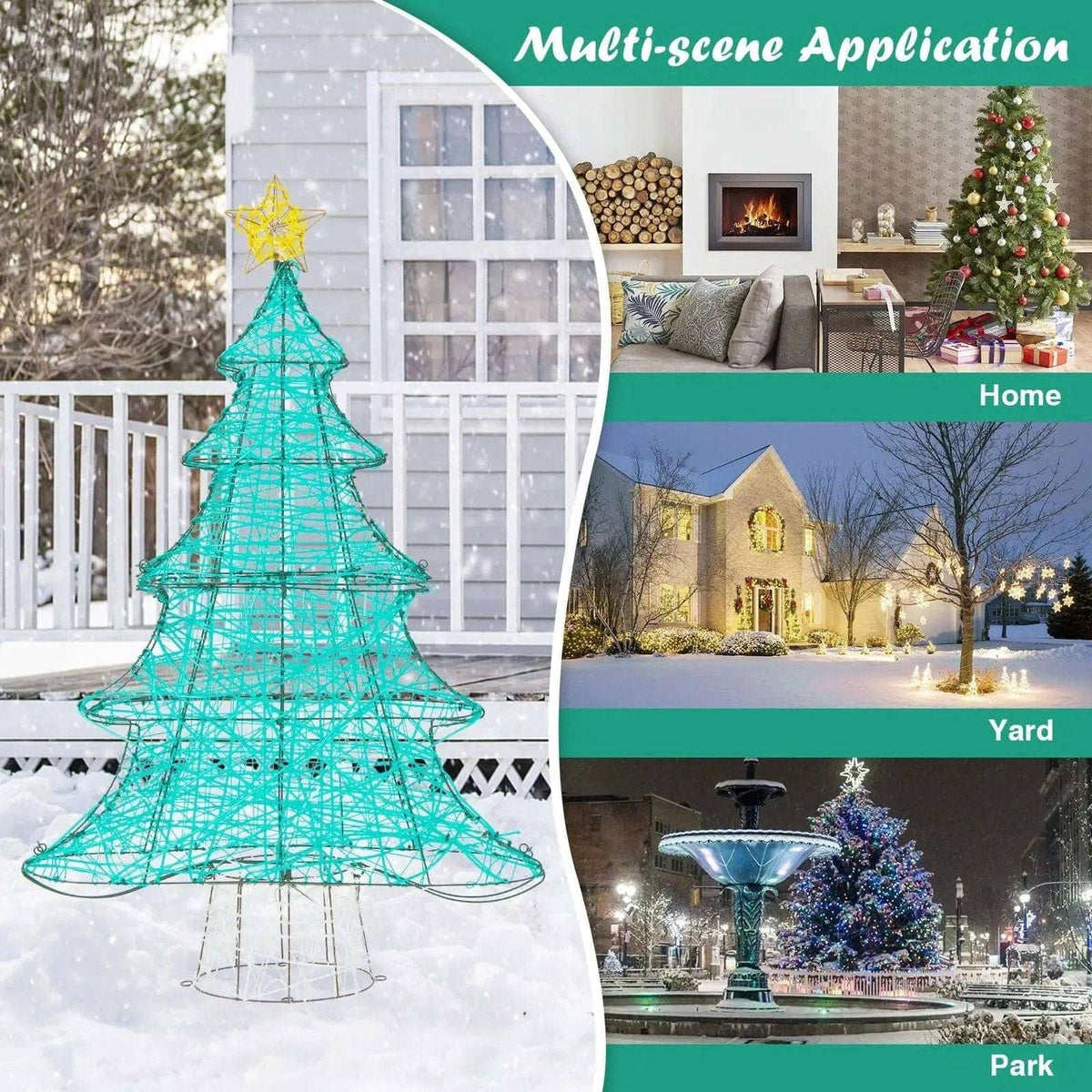 4 Feet Lighted Artificial Christmas Tree with 520 LED Lights and Top Star Cartsfy Inc.