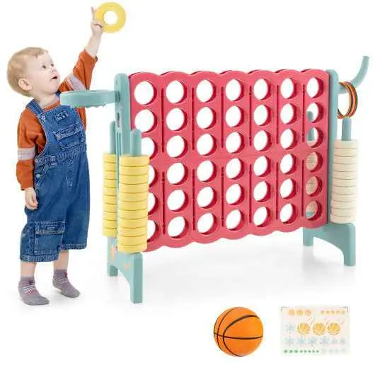 4-in-a-Row Connect Game with Basketball Hoop and Toss Ring-Blue Cartsfy Inc.