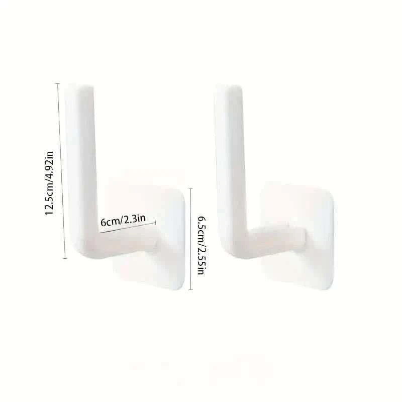 White adhesive toilet paper holder wall-mount size diagram with dimensions